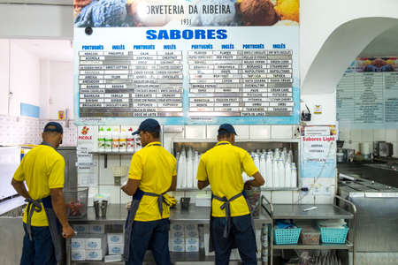 Salvador, Brazil - October 26, 2016: interior of Da Ribeira ice cream shop, one of the most famous in the cityのeditorial素材