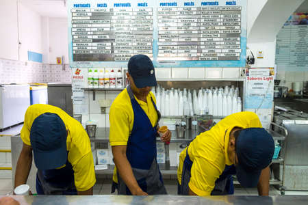 Salvador, Brazil - October 26, 2016: interior of Da Ribeira ice cream shop, one of the most famous in the cityのeditorial素材