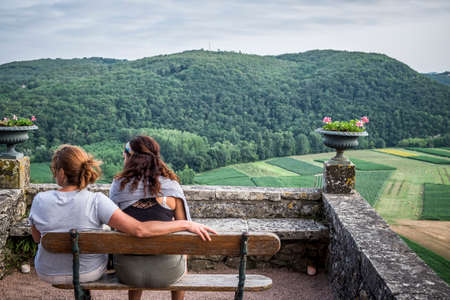Marqueyssac, France - July 20, 2016: gardens of the castle of Marqueyssac in Dordogne Valleyのeditorial素材