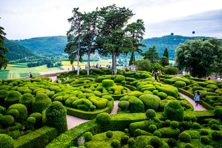 Marqueyssac, France - July 20, 2016: gardens of the castle of Marqueyssac in Dordogne Valleyのeditorial素材
