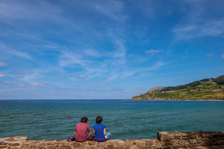 Coastline of Bermeo, small fisherman village at Basque Country coast Spainの写真素材
