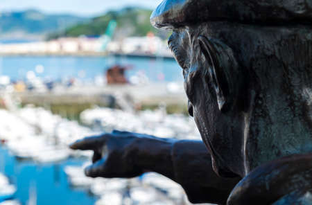 Bermeo, Basque Country, Spain - July 26, 2016: sculpture of a fisherman in the coast of Basque Countryのeditorial素材