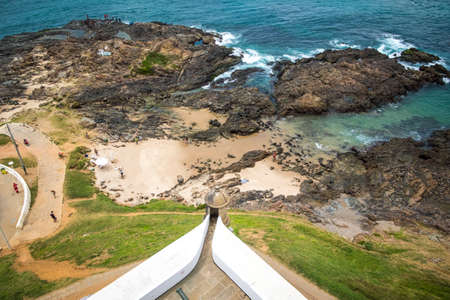 Salvador, Brazil - October 27, 2016: View of Farol da Barra beach from the Farol de Barra Nautic Museum of Bahiaのeditorial素材