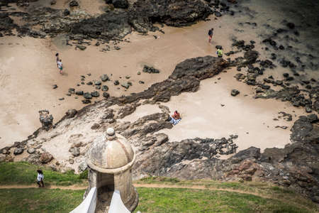 Salvador, Brazil - October 27, 2016: View of Farol da Barra beach from the Farol de Barra Nautic Museum of Bahiaのeditorial素材