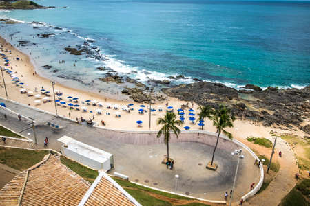Salvador, Brazil - October 27, 2016: View of Farol da Barra beach from the Farol de Barra Nautic Museum of Bahiaのeditorial素材