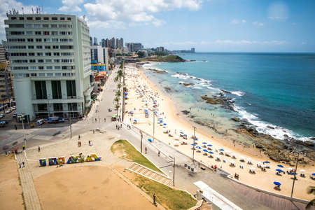 Salvador, Brazil - October 27, 2016: View of Farol da Barra beach from the Farol de Barra Nautic Museum of Bahiaのeditorial素材