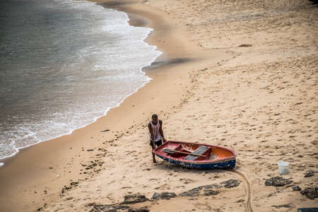 Salvador, Brazil - October 27, 2016: fisherman working in the coast of Salvador Bahia Brazilのeditorial素材