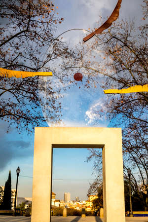 Barcelona, Spain - February 14, 2016:   Panoramic of Barcelona from Montjuic Catalonia Spainのeditorial素材