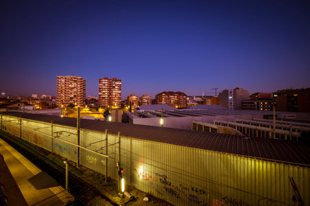 Barcelona, Spain - December 25, 2016: urban landscape in Sants district in Barcelonaのeditorial素材