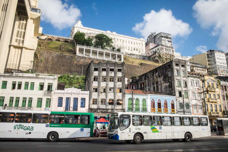 Salvador, Bahia, Brazil - October 28, 2016: public transport near of Lacerda elevatorのeditorial素材