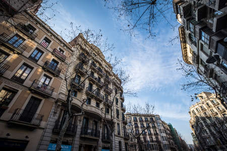 Barcelona, Spain - January 29, 2017: urban view in Eixample district in Barcelona Catalonia Spainのeditorial素材