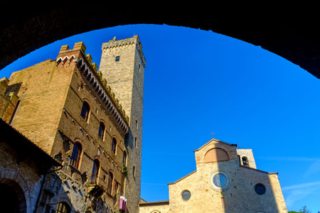 San Gimignano is a small medieval hill town in Tuscany, Italyの写真素材