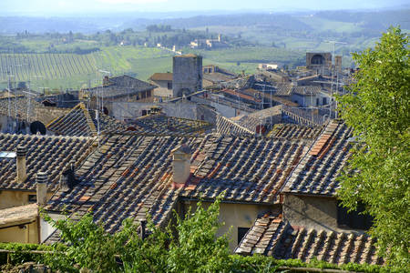 San Gimignano is a small medieval hill town in Tuscany, Italyの写真素材