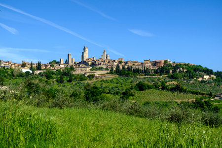 San Gimignano is a small medieval hill town in Tuscany, Italyの写真素材
