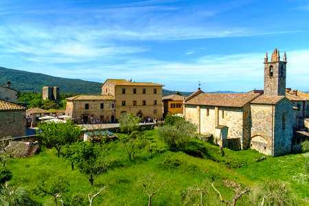 The medieval walls of Monteriggioni, Tuscany, Italyの写真素材