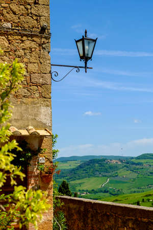 streets of Italian city Pienza in Tuscanyの写真素材