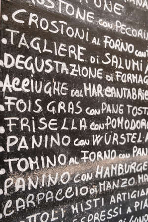Italian menu restaurant in Tuscany Italyの写真素材