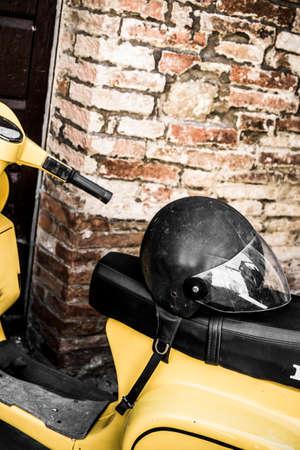 italian motorcycle detail in Pienza Tuscany Italyの写真素材