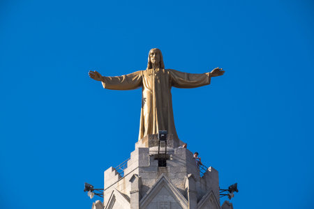 Barcelona, Spain - April 6, 2016: Expiatory Church of the Sacred Heart on the Tibidabo, Barcelona, Catalonia, Spainのeditorial素材