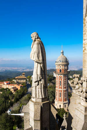 Panoramic view from Expiatory Church of the Sacred Heart on the Tibidabo, Catalonia, Spainの写真素材