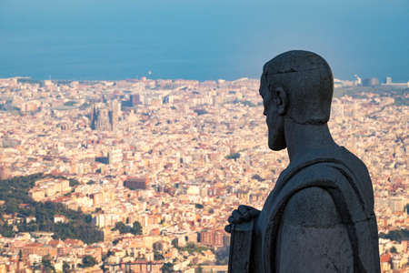 Panoramic view of Barcelona from Tibidabo mountainの写真素材