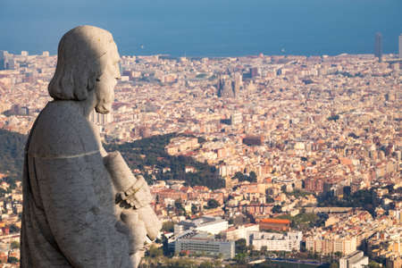 Panoramic view of Barcelona from Tibidabo mountainの写真素材