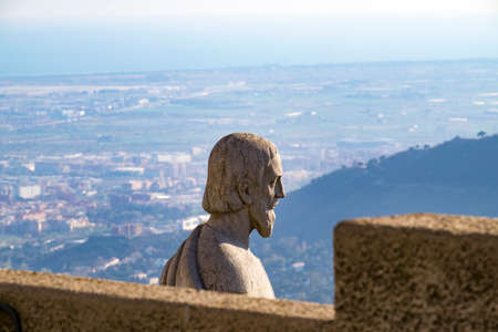 Panoramic view from Expiatory Church of the Sacred Heart on the Tibidabo, Catalonia, Spainの写真素材