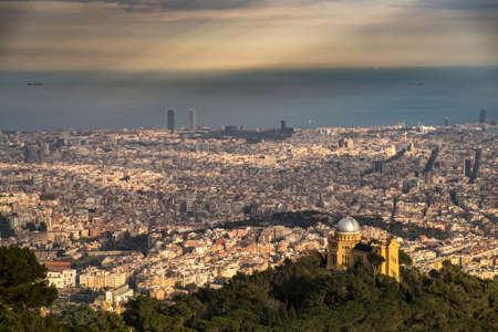 Panoramic view of Barcelona from Tibidabo mountainの写真素材