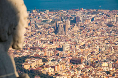 Panoramic view of Barcelona from Tibidabo mountainの写真素材