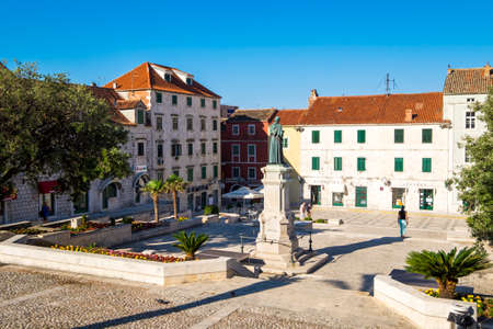 Makarska, Croatia - May 30, 2017: Main square, Makarska, Dalmatia, Croatiaのeditorial素材