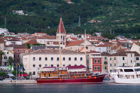 Makarska, Croatia - May 29, 2017: View of Makarska, one of the most beautiful villages in Dalmatiaのeditorial素材
