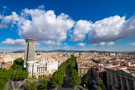 View of Las Ramblas in Barcelona Catalonia Spain