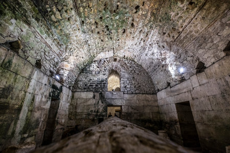 Split, Croatia - June 2, 2017: The basement halls of the Palace of Diocletian