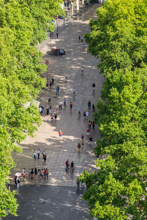 Barcelona, Spain - June 28, 2017:  View of Las Ramblas in Barcelona Catalonia Spainのeditorial素材