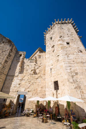 Split, Croatia - June 2, 2017: Panorama of Brace Radic square in the Old Town of Split. Old Town of Splitのeditorial素材