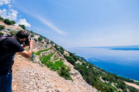 Murvica, Croatia - June 1, 2017: Landscape around Murvica near of Zlatni Rat in Brac Island Croatia Europeのeditorial素材