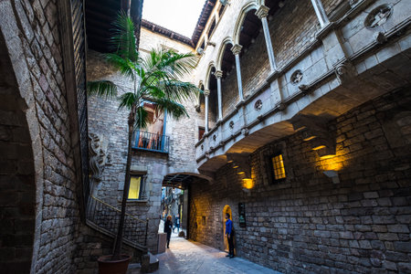 Barcelona, Spain - February 20, 2017: Entrance to Museu Picasso Museum in the Born Quarter Barcelona Spainのeditorial素材