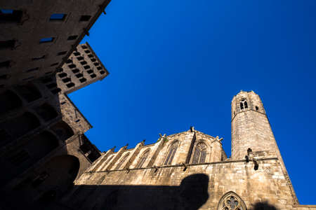 Palau Reial Major (Grand Royal Palace) in Placa del rei (King's Square) Gothic quarter, Barcelona Catalonia Spainのeditorial素材