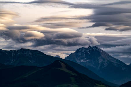 Mountain landscape in the Alps of Germany at the border with Austriaの写真素材