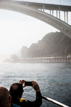Ponte de Arrabida bridge in Douro riverのeditorial素材