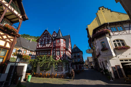 Bacharach, Germany - August 12, 2017: Weinhaus Altes Haus restaurant, Bacharach, Rhine Gorge, Rhineland-Palatinate, Germany, Europeのeditorial素材
