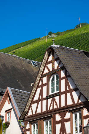Bacharach, Germany - August 12, 2017: Old town of Bacharach, half-timbered buildings, UNESCO World Heritage, Mittelrheintal valley, Rhineland-Palatinate, Germany, Europeのeditorial素材