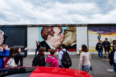 Berlin, Germany - August 4, 2017: East Side Gallery, murals and paintings on the east side of the Berlin Wall, Berlin, Germany, Europeのeditorial素材