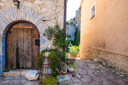 Typical architecture of the medieval village of Alquezar in the province of Huesca in Aragon Spain Europeの写真素材