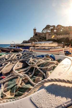 Castle of Tossa del Mar on the Costa Brava in Catalonia, one of the busiest tourist places in Spainの写真素材