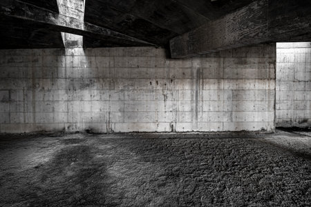 concrete walls in an abandoned or unfinished architectural space