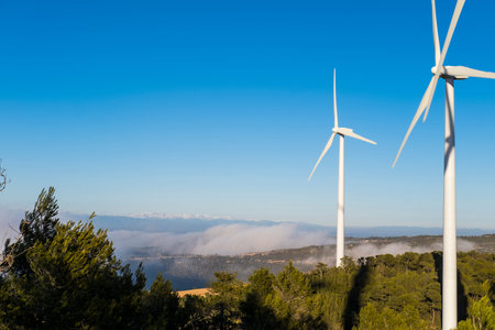 wind turbines in rural area in Spain