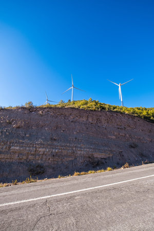 wind turbines in rural area in Spain