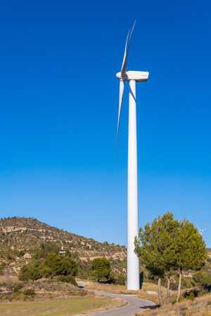 wind turbines in rural area in Spain