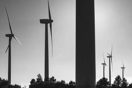 wind turbines in rural area in Spainの写真素材